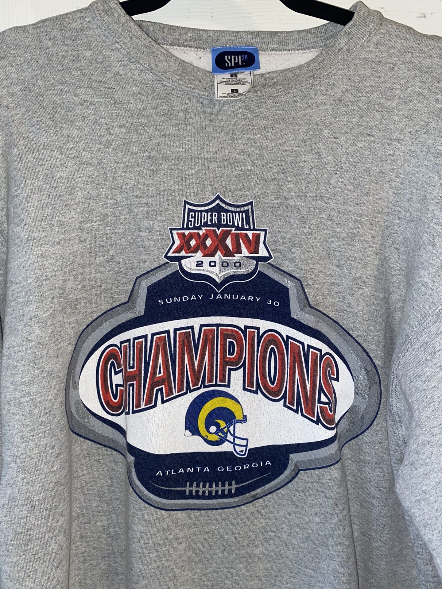 vintage 90s 00s SPL 28 St. Louis Los Angeles Rams Sweatshirt Super Bowl XXXIV