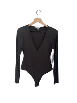 Good American Good Body Low Down Deep V Bodysuit  Large Hunter/ Dark Green color