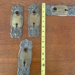 4 Antique Door Knob Plates