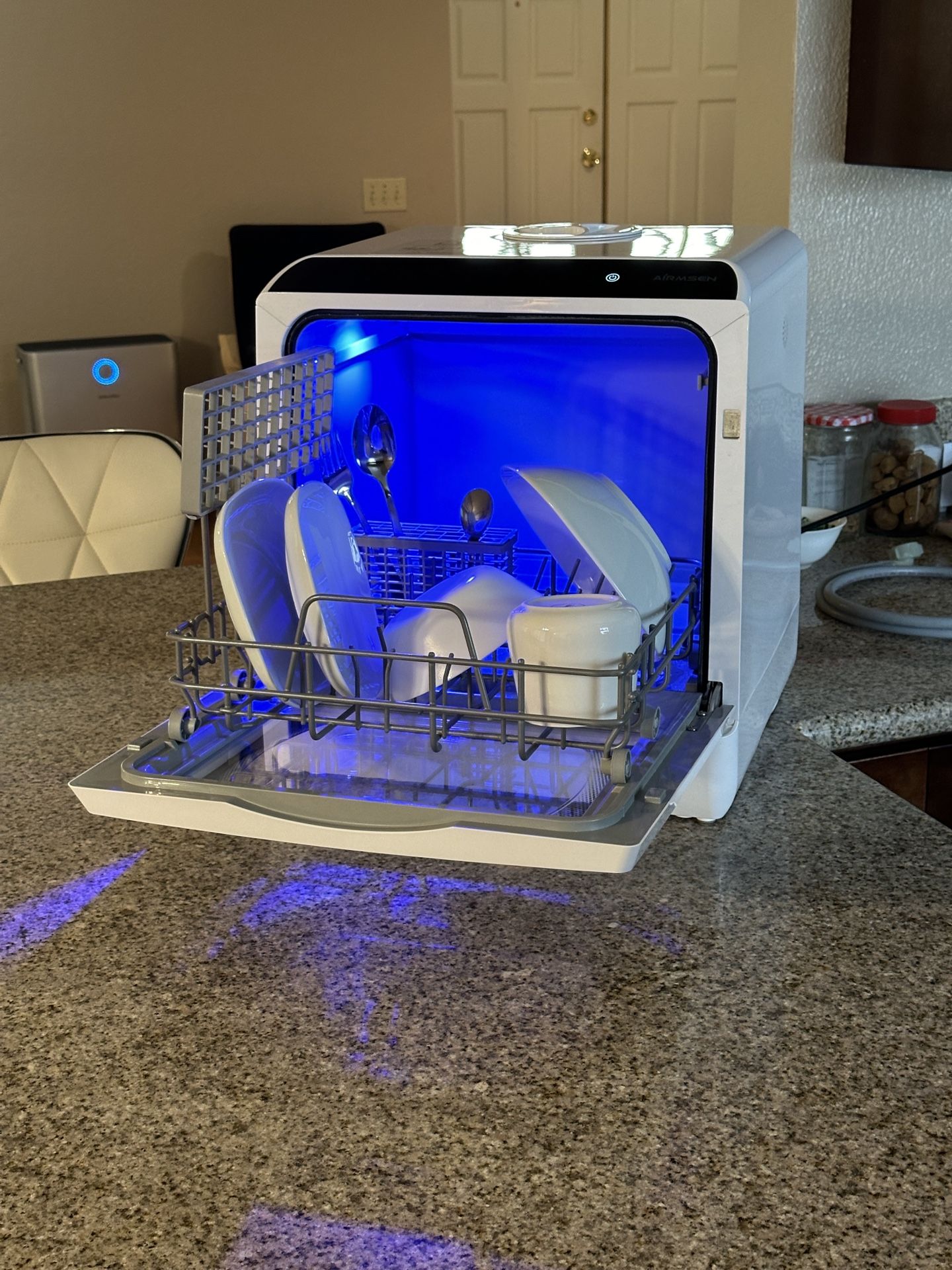 AIRMSEN COUNTERTOP DISHWASHER AE-TDQR03 Portable, Compact Mini Dish Washer with 5-Liter Built-in Water Tank and Air-Dry Function, 5 Washing Programs,