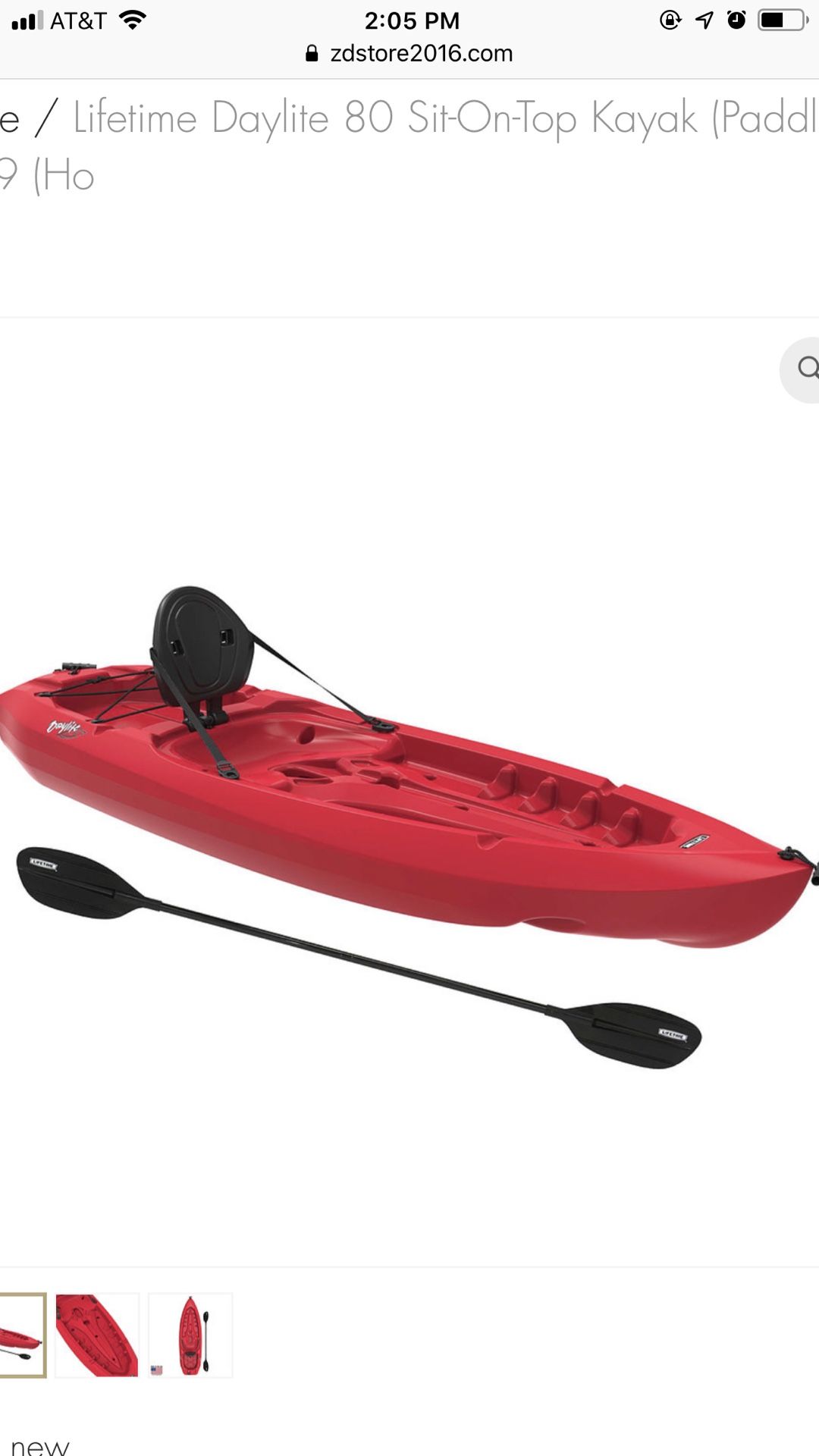 Lifetime Daylite 80 Sit-On-Top Kayak (Paddle Included) 8 FT Red 90775 - $109 (Ho