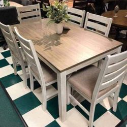 White / Light Colored Casual Rectangular Dining Table And 6 Chairs | Dining Room~Kitchen🤩 New Brand💯 Great Financing Options 🎊Color Options✅