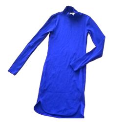 New Turtle Neck Blue Mini Dress