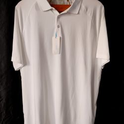 Tehama Polo Shirt Men's XL White Stretch Knit Golf Raglan Sleeve NWT

