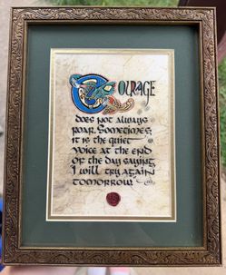 Framed Celtic Calligraphy Art Print - "Courage" by Kevin Dillon