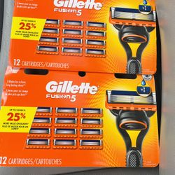 Brand New!  24  Gillette Fusion 5 Men’s Razor Blade Refills (2 packs-12 cartridges per pack) - Value $120 
