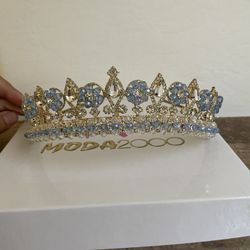 Baby Blue Quinceañera Crown Tiara