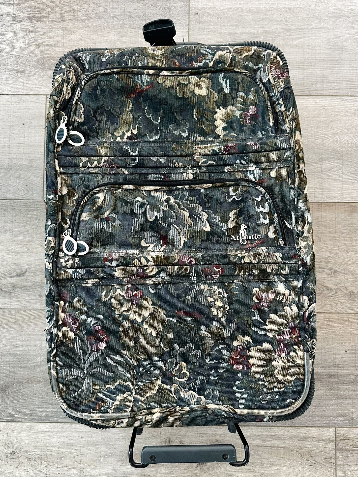 VTG Atlantic Luggage Suitcase Floral Print Wheels Telescoping Handle 24" Wheeled