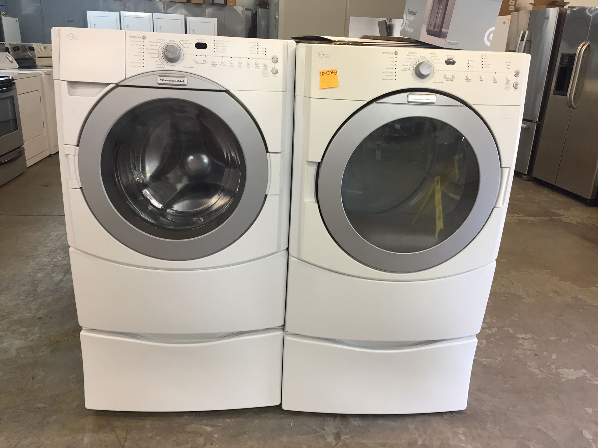 Kitchenaid white front load washer and dryer set