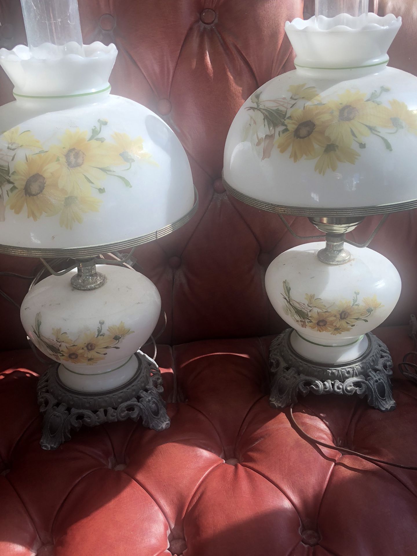 Pair Vintage Hurricane Lamps