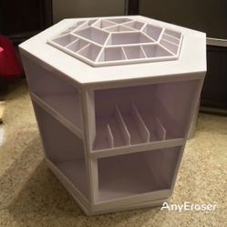 Lori Greiner Tabletop Rotating Cosmetic Make-up Organizer Cube White Plastic