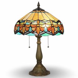 Tiffany-Style Stained Glass Table Lamp – 24″ Tall, 16″ Shade, 2-Light