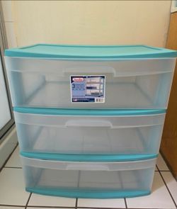 Good condition sterilite 3 drawer cart wide