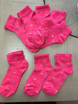 Girls’ Pink Ankle Socks Bundle – Umbrella Print – 8 Pairs