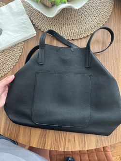 Black Pebbled Leather Tote Bag