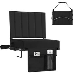 2 Pack Stadium Seat for Bleachers with Back Support, Portable Bleacher Seat with Comfy Padded Cushion, Metal Hook