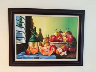 Large Framed Fruit Still Life Wall Art