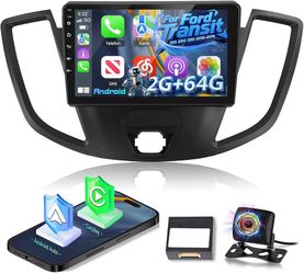 [2+64] Car Radio for Ford Transit 150 -2019, 9 inch Android Touchscreen Stereo with Carplay & Android Auto, GPS, WiFi, Bluetooth, SWC, Rea
