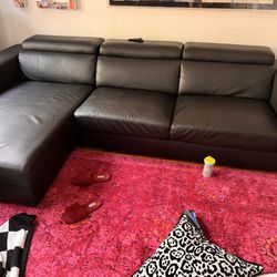 Free- Black Faux Leather Sectional 