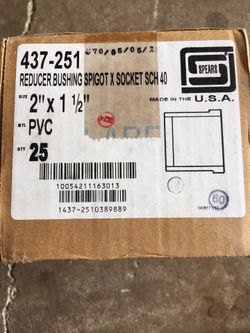 1 New Sealed Case of 2 x 1-1/2 in. Spigot x Socket Reducing Schedule 40 PVC Bushing Manufacturer Part #437-251