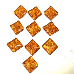 Lot Of 10 Reconstituted Amber Beads 