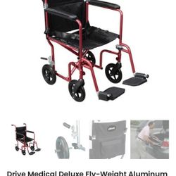 Used 19" Drive Medical Deluxe Fly-Weight Aluminum Transport Chair with Removable Casters