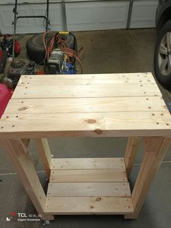 Small Table are storage cart with lockable wheels