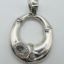 John Hardy Silver Bamboo White Topaz Pendent 