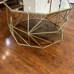 Octagon Gold Abstract Mirror Top Table 