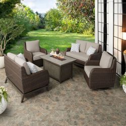 Agio Oakland 5-piece Fire Outdoor Patio Seating Set