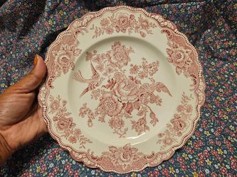 Vintage 6 Ceramic Dinner Plates "Bristol" by Crown Ducal England