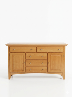 Solid Wood Buffet Sideboard Storage Cabinet 56” Wide Honey Oak Finish