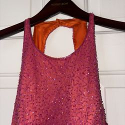 Long Pink And Orange Beaded Dress 