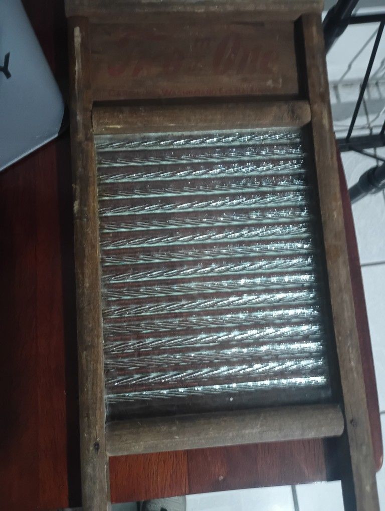 Glass Washboard With Tin Medal Laundry 
