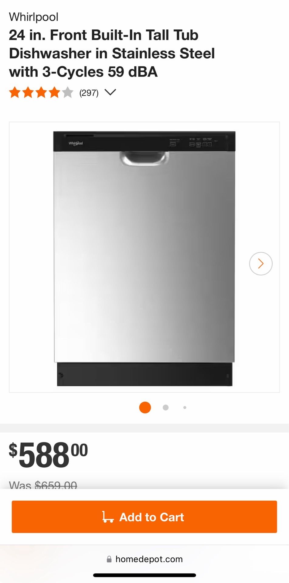 Brand new never used or opened SS whirlpool dishwasher
