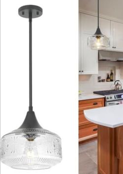 NEW Black Pendant Lights Kitchen Island, Pendant Light with Large Thickened Glass Lampshade