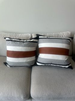 Set of 2 Black, White & Brown Throw Pillows