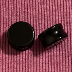 19mm 3/4 Natural Obsidian Stone Black Double Flared Plugs Body Jewelry