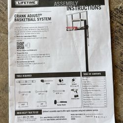 Lifetime In Ground Basketball System. Never Used