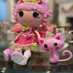 Lalaloopsy Jewel Sparkles and Pet Persian Cat, 13" Princess Doll with Pink Hair