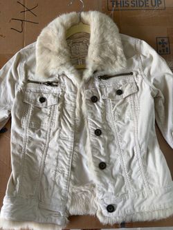 Beige Corduroy Jacket with REAL Rabbit Fur