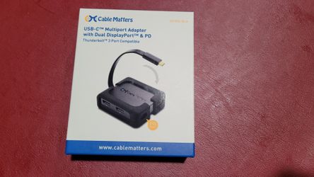 New Cable Matters Model #201055 Dual Monitor USB C Hub (USB C Dock) with Dual 4K DisplayPort, 2X USB 2.0, Ethernet, and 100W Charging $59