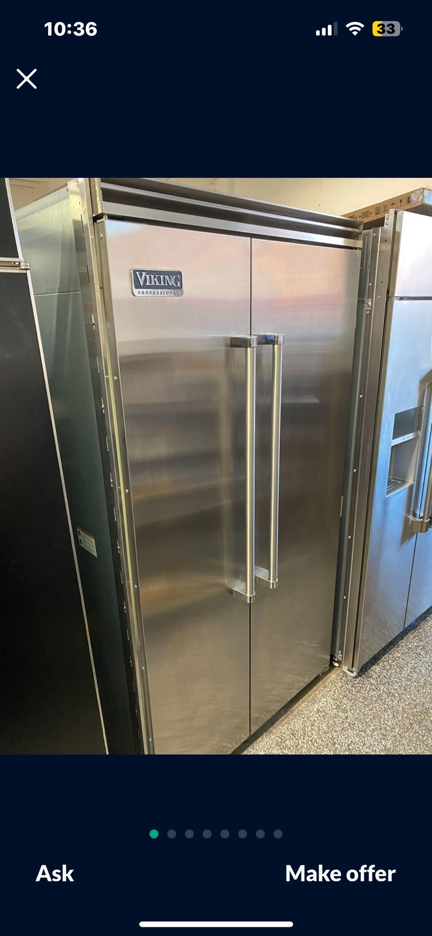 Viking 42” Built In Side By Side Refrigerator