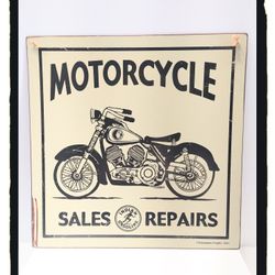 Vintage ☠️Indian Motorcycle Sales &  Repairs ☠️ Distressed Look Metal Sign - 12" x 12"
