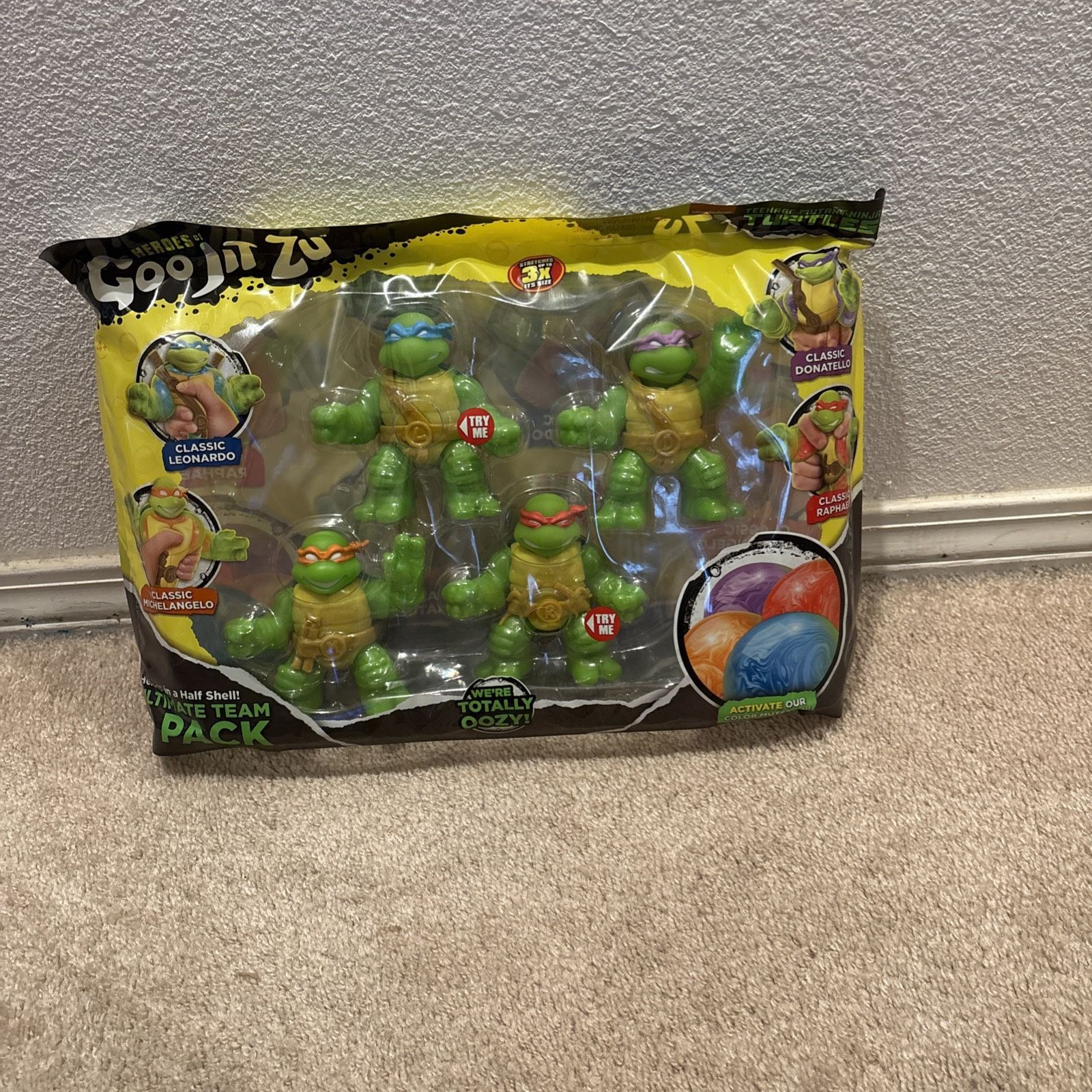 Heroes of Goo Jit Zu Teenage Mutant Ninja Turtles TMNT 4-Pack SUPER OOZY Stretch
