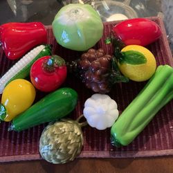 Vintage Murano Style Galss Fruit & Vegetable 12piece