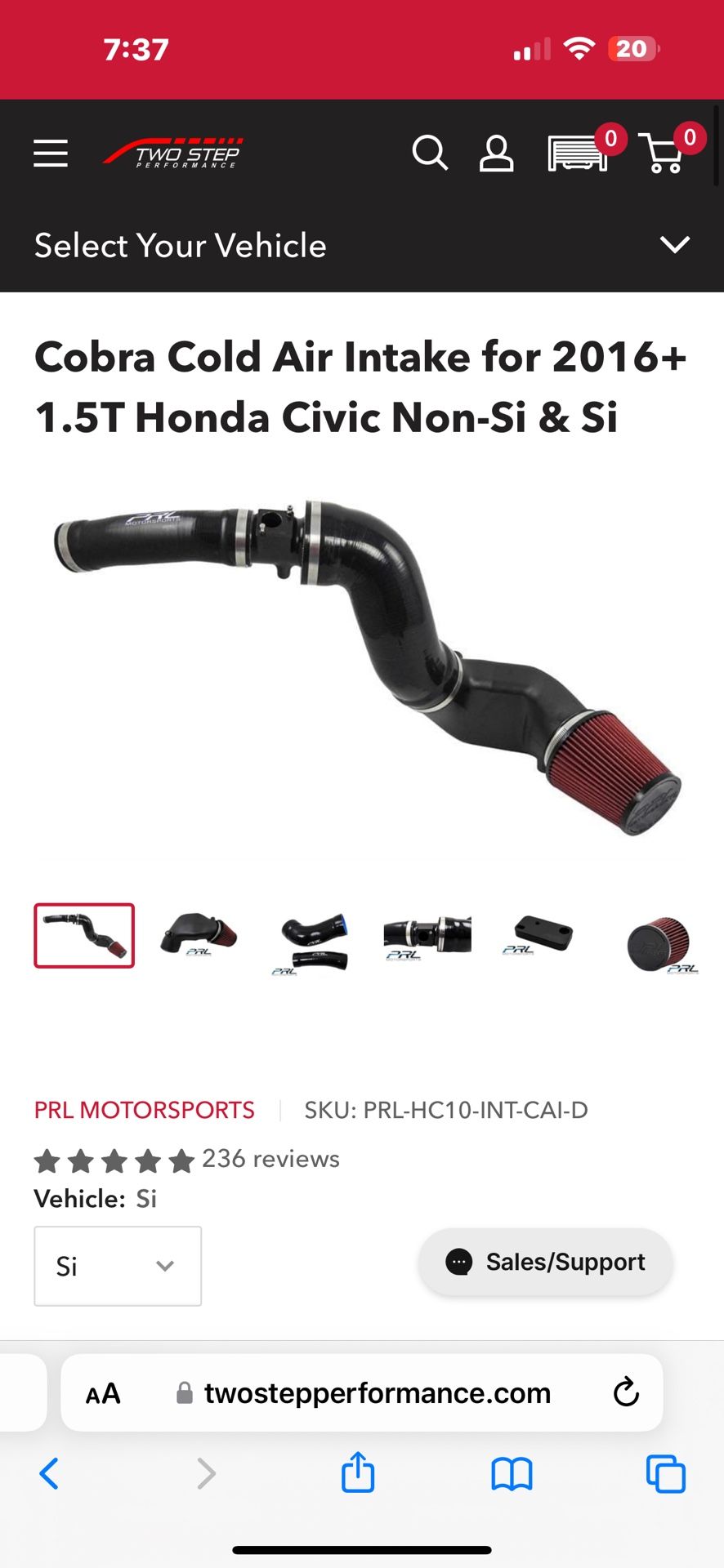 2016-2020 1.5T Civic PRL COLD AIR INTAKE 