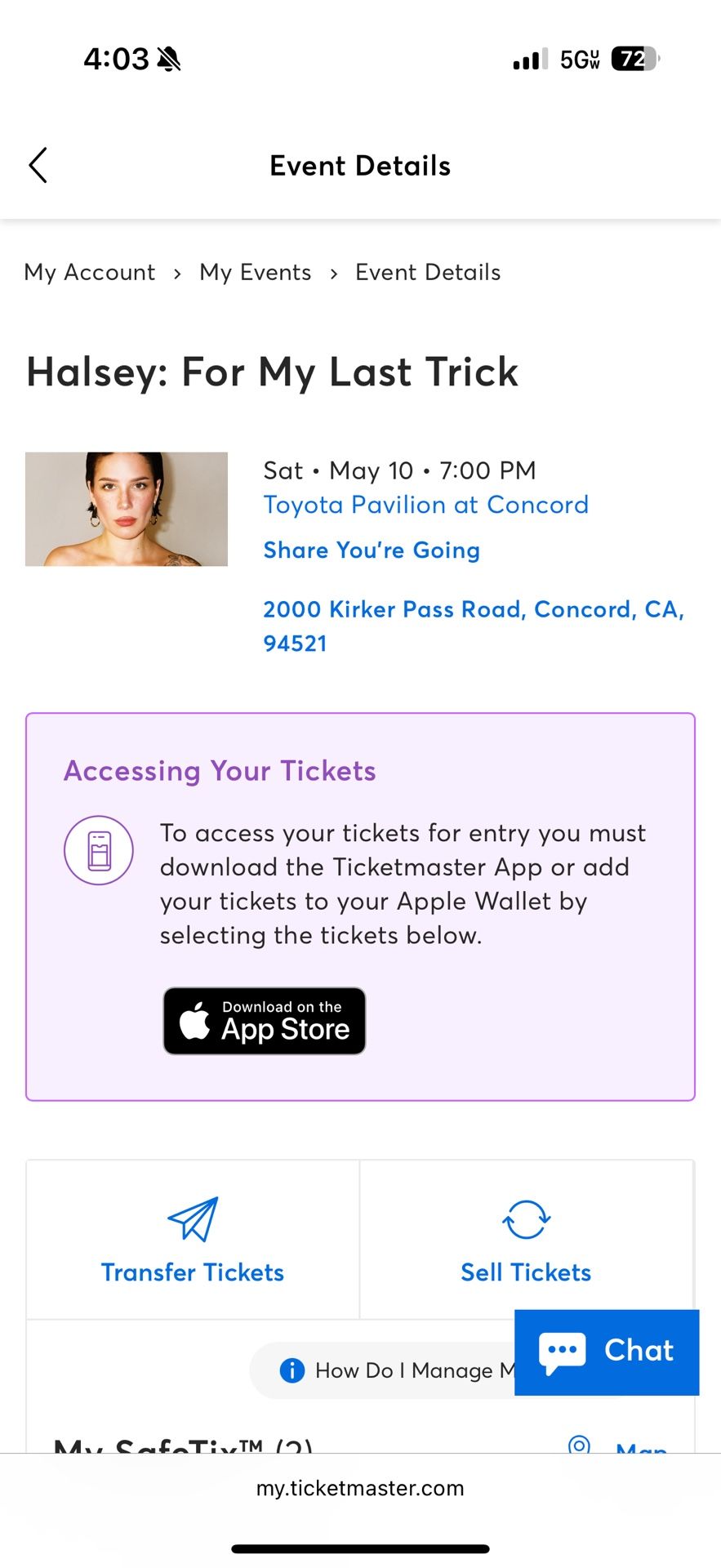 Halsey Concord 2 Floor Tickets (Fast lane Included)