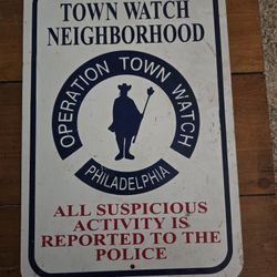 Metal Philadelphia Town Watch Sign
