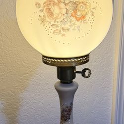 Vintage Floral Hurricane Parlor Lamp